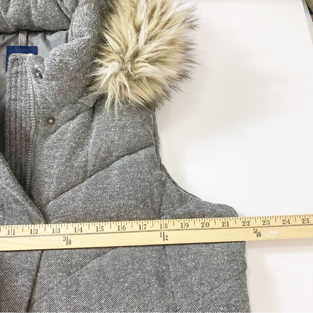 Gap cute vest pretty cardigan fitted puffer faux fur hoodie gray warm winter L - Picture 10 of 11